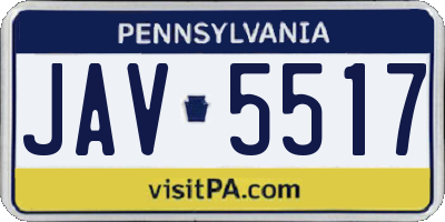 PA license plate JAV5517