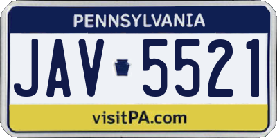 PA license plate JAV5521