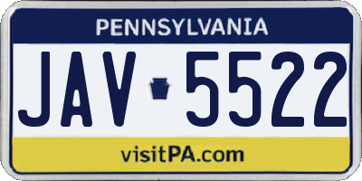 PA license plate JAV5522