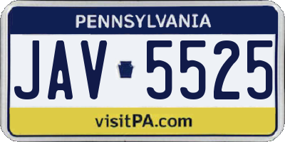 PA license plate JAV5525