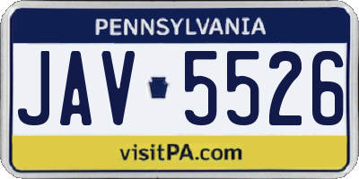 PA license plate JAV5526