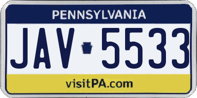 PA license plate JAV5533