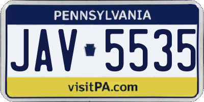 PA license plate JAV5535