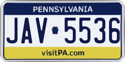 PA license plate JAV5536