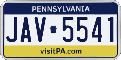 PA license plate JAV5541