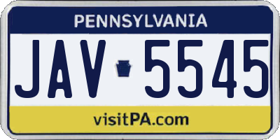 PA license plate JAV5545