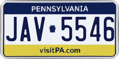 PA license plate JAV5546