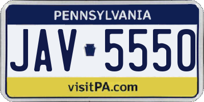 PA license plate JAV5550