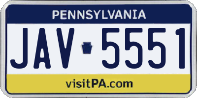 PA license plate JAV5551