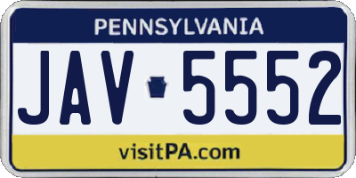 PA license plate JAV5552