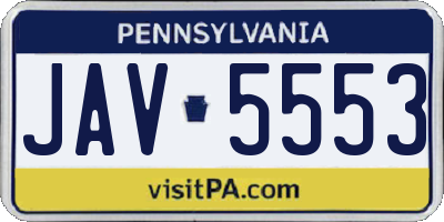 PA license plate JAV5553