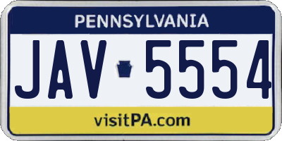 PA license plate JAV5554