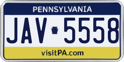 PA license plate JAV5558