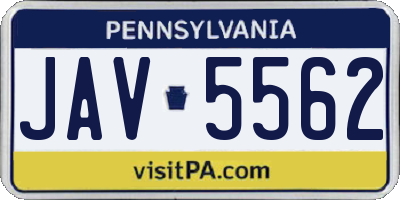 PA license plate JAV5562