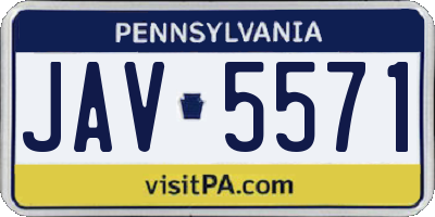 PA license plate JAV5571