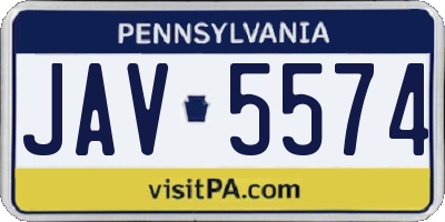 PA license plate JAV5574