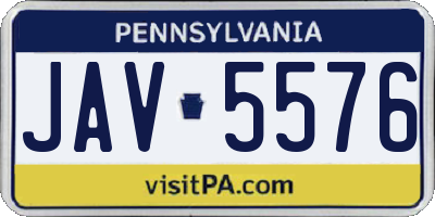 PA license plate JAV5576