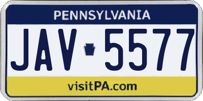 PA license plate JAV5577