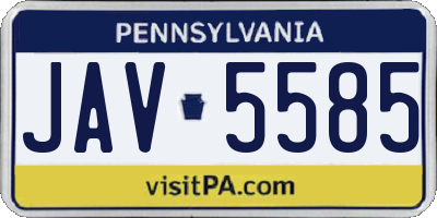 PA license plate JAV5585