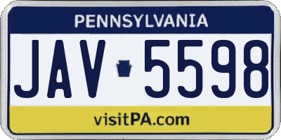 PA license plate JAV5598