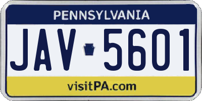 PA license plate JAV5601