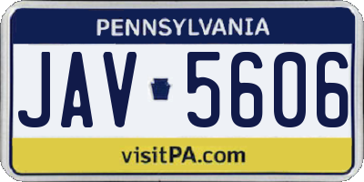 PA license plate JAV5606