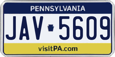 PA license plate JAV5609