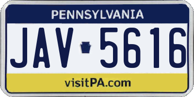 PA license plate JAV5616