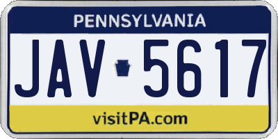 PA license plate JAV5617