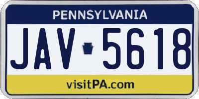 PA license plate JAV5618