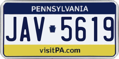 PA license plate JAV5619