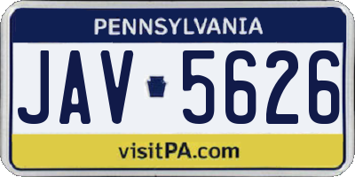 PA license plate JAV5626