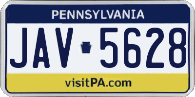 PA license plate JAV5628