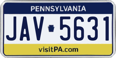 PA license plate JAV5631