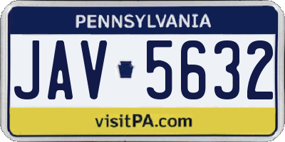 PA license plate JAV5632