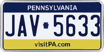 PA license plate JAV5633