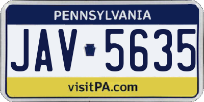 PA license plate JAV5635