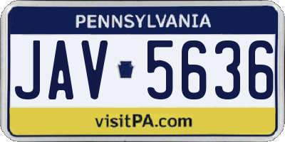 PA license plate JAV5636