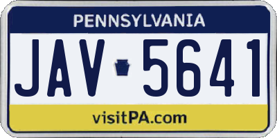 PA license plate JAV5641