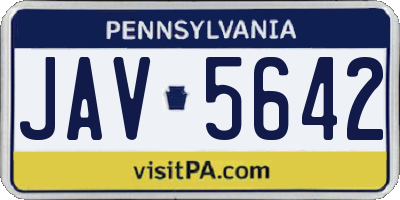 PA license plate JAV5642