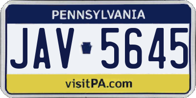 PA license plate JAV5645