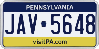 PA license plate JAV5648