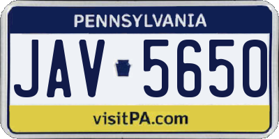 PA license plate JAV5650