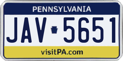 PA license plate JAV5651