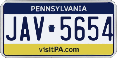 PA license plate JAV5654