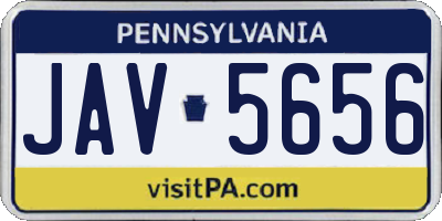 PA license plate JAV5656