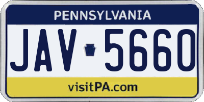 PA license plate JAV5660