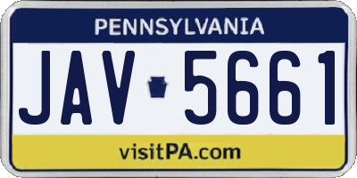 PA license plate JAV5661