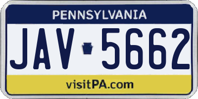 PA license plate JAV5662