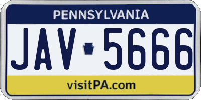 PA license plate JAV5666